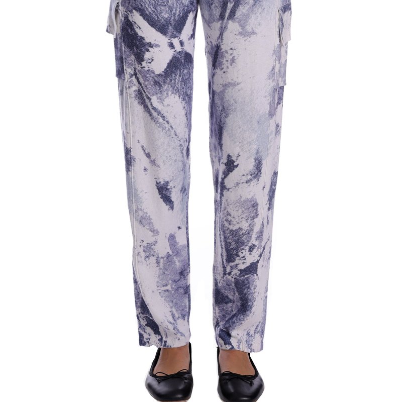 Minnie Rose Cotton Cashmere Printed Cargo Pant In Blue