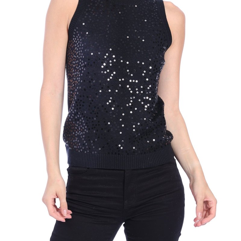 Minnie Rose Cotton Cashmere Sequined Tank In Black