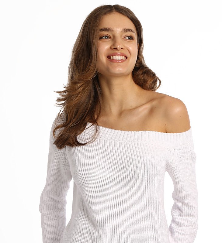 Shop Minnie Rose Cotton Shaker Off The Shoulder In White