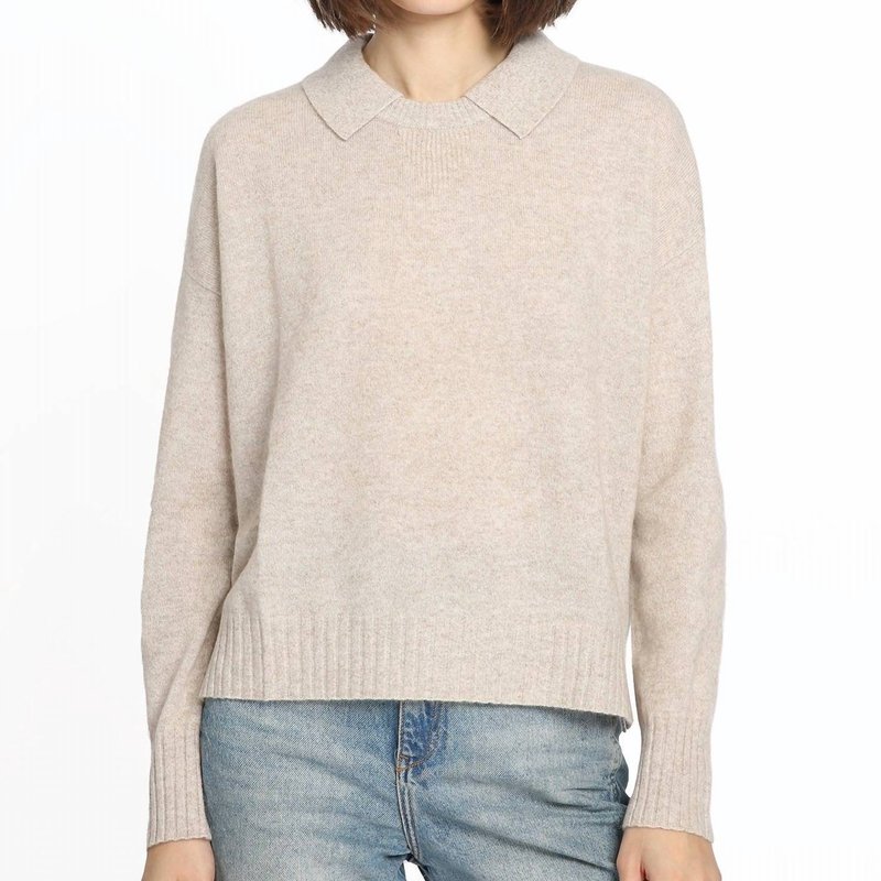 Shop Minnie Rose Crew Neck Pullover With Collar In Brown