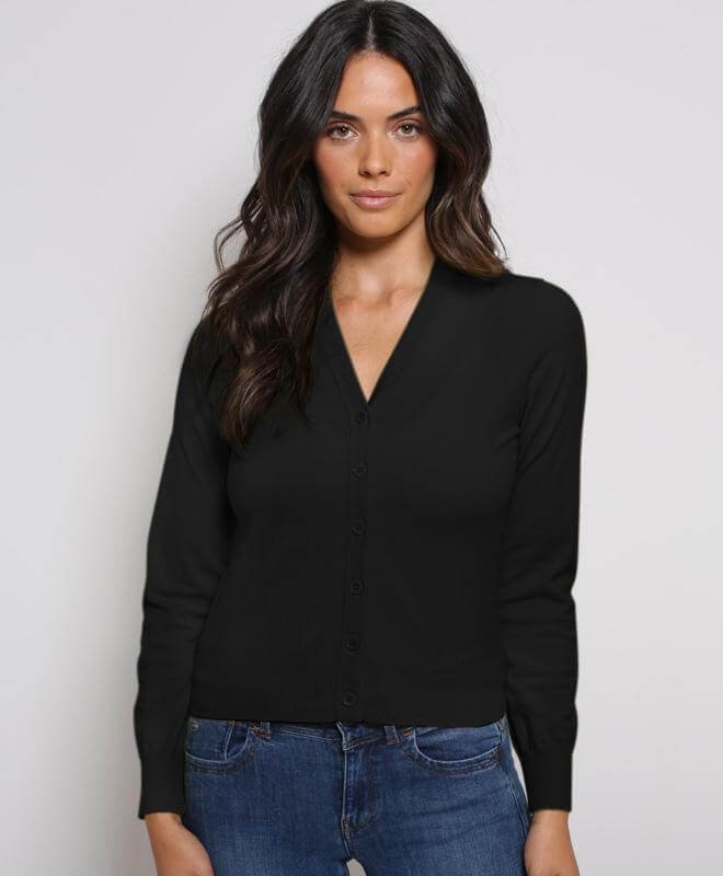 Shop Minnie Rose Long Sleeve Cropped V-neck Cardigan In Black