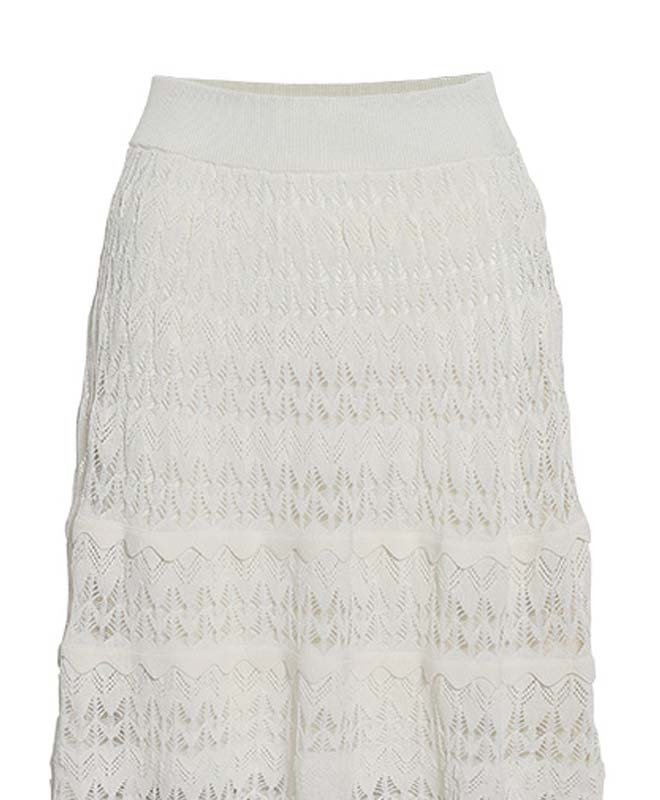 Shop Minnie Rose Viscose Blend Pointelle Flared Mini Skirt In White