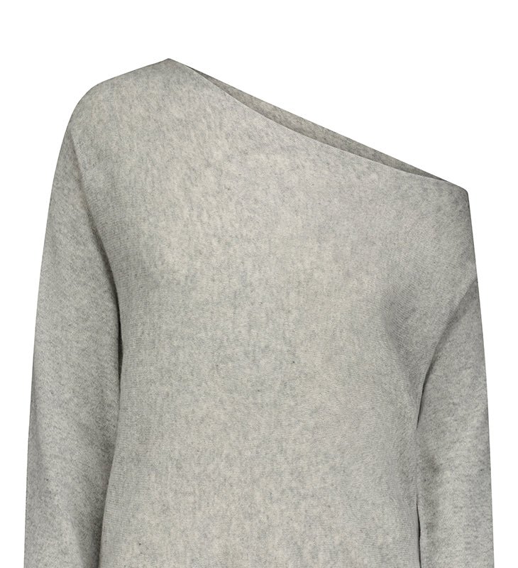 Minnie Rose 100% Cashmere Off The Shoulder Top In Grey