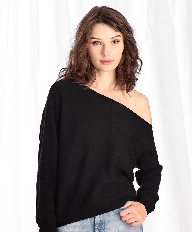 MINNIE ROSE 100% CASHMERE OFF THE SHOULDER TOP