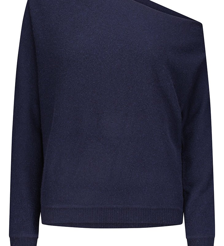 Minnie Rose 100% Cashmere Off The Shoulder Top In Blue