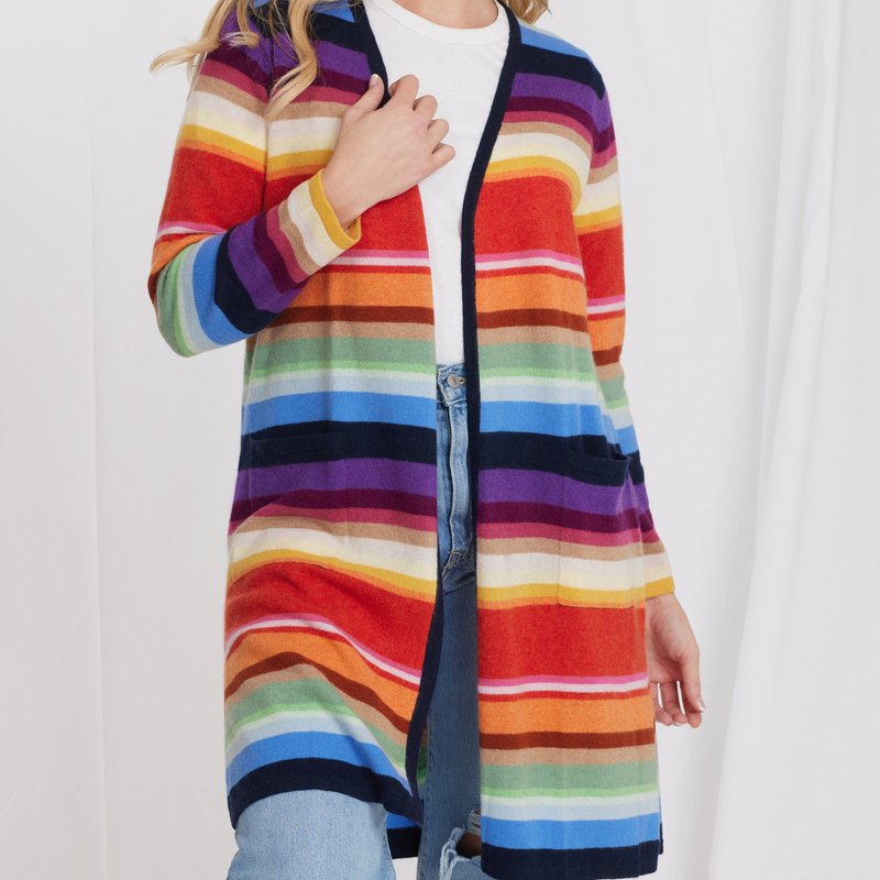 Minnie Rose Cash Ps Multi Stripe Duster Jackets In Red