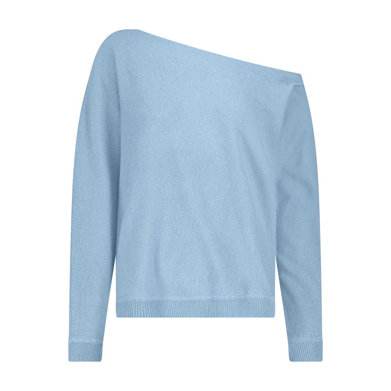 Minnie Rose Cashmere Off The Shoulder Top Sweater In Blue