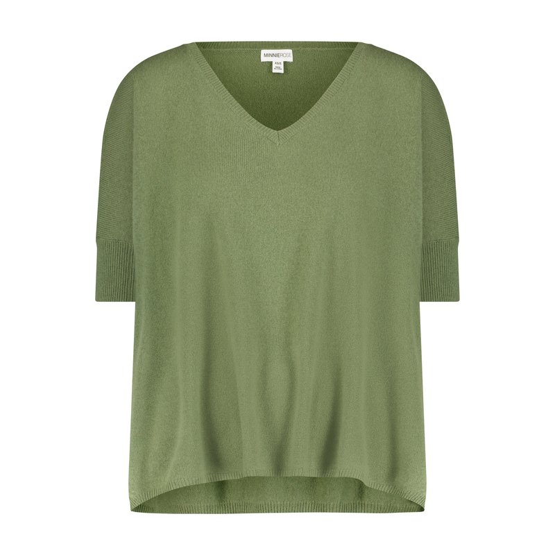 Shop Minnie Rose Cashmere Pow Pow Sweater In Green
