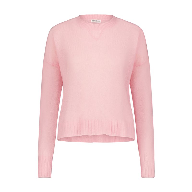 Minnie Rose Cashmere Sport Crewneck Sweater In Pink