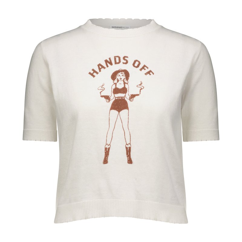 Minnie Rose Cotton Cashmere Hands-off Frayed Tee In White