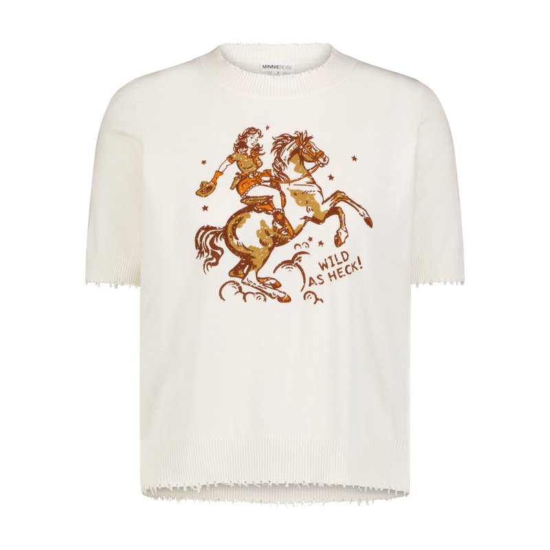 Minnie Rose Cotton Cashmere Hands-off Frayed Tee In Yellow