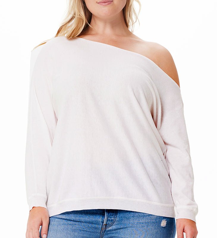 Minnie Rose Cotton Cashmere Off The Shoulder Sweaters In White