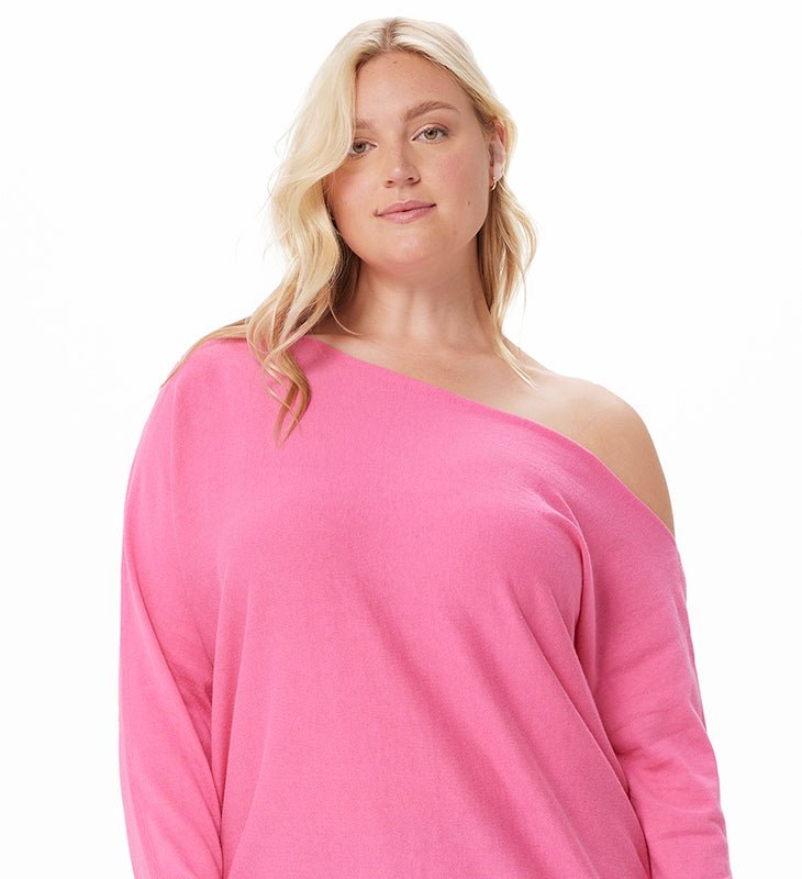Minnie Rose Cotton Cashmere Off The Shoulder Sweaters In Pink