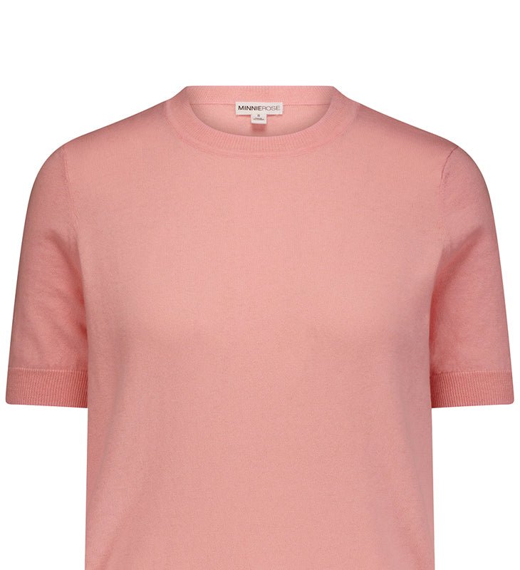 Minnie Rose Cotton Cashmere Short Sleeve Tee In Pink