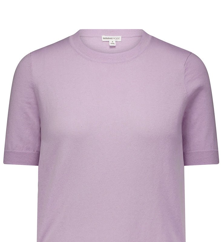 Minnie Rose Cotton Cashmere Short Sleeve Tee In Purple