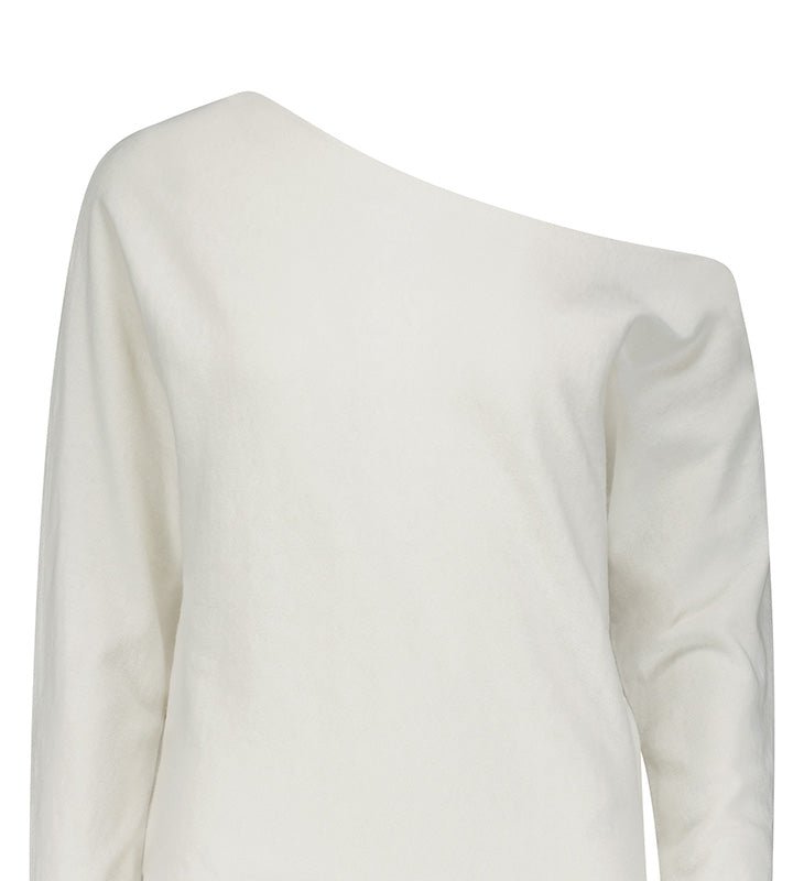 Minnie Rose Fine Cotton Cashmere Off The Shoulder Top In White
