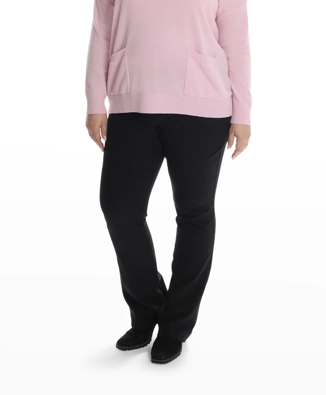 Minnie Rose Plus Size Cashmere Polo V-neck With Pockets In Pink