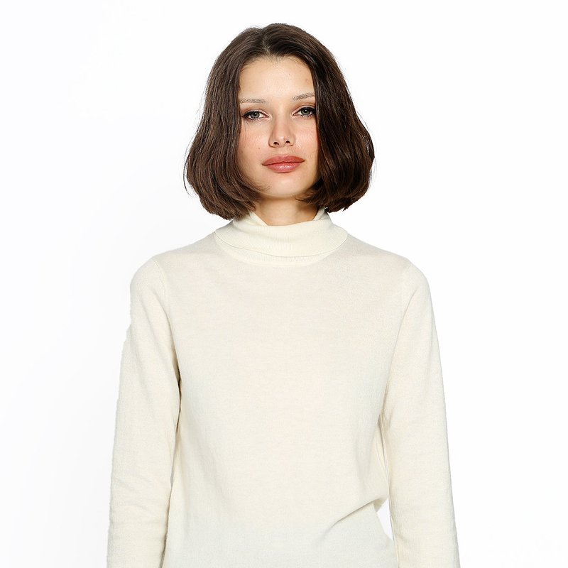 Shop Minnie Rose Supima Cotton Cashmere Long Sleeve Turtleneck In Yellow