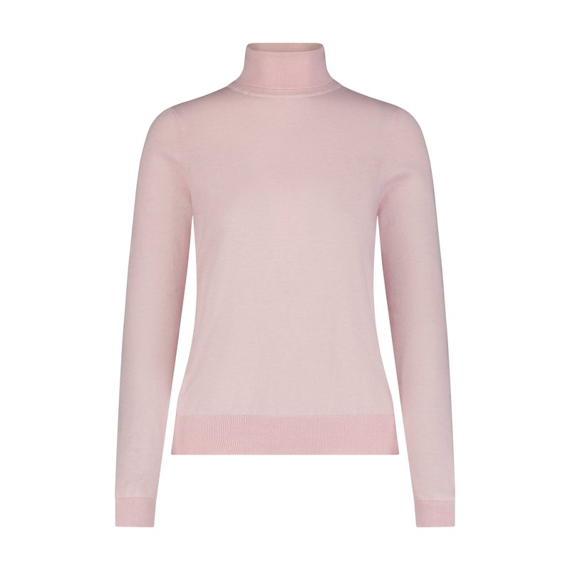 Minnie Rose Supima Cotton Cashmere Long Sleeve Turtleneck In Pink