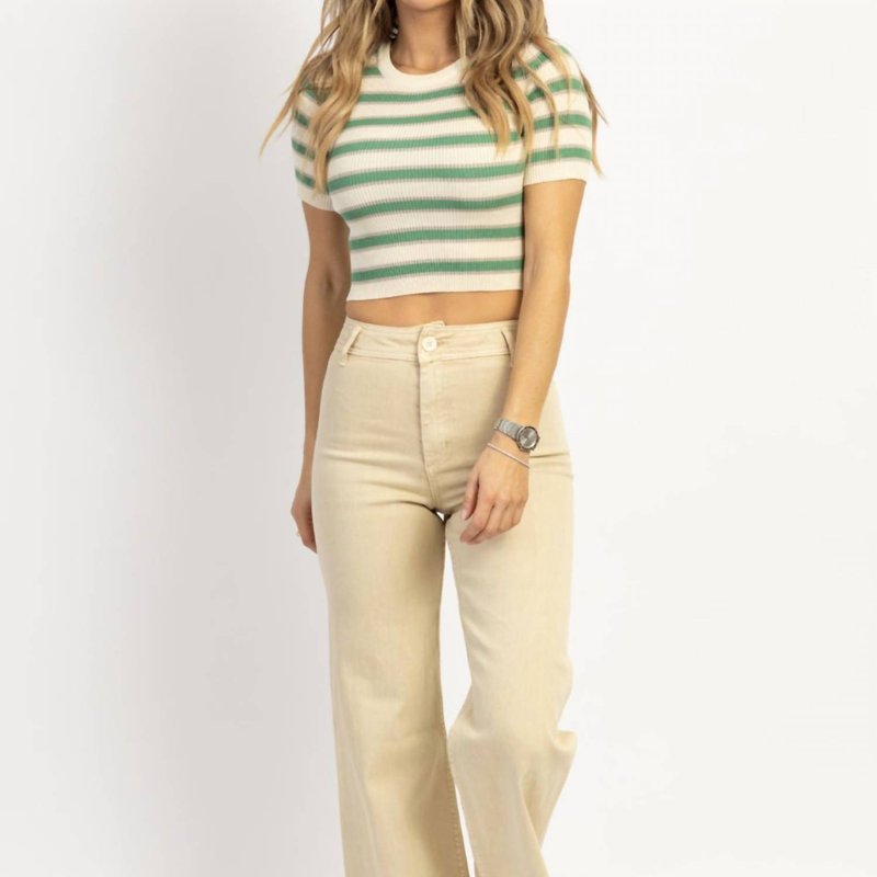 Shop Miou Muse Hailey Wide Leg Denim Pant In Brown