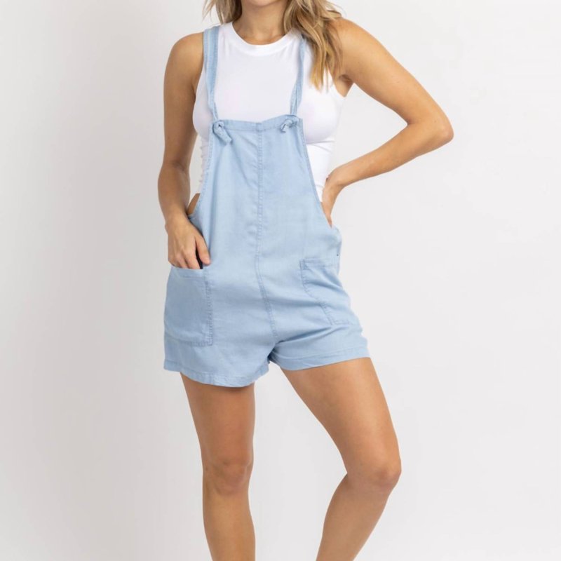 Shop Miou Muse Staple Denim Short Overall In Blue