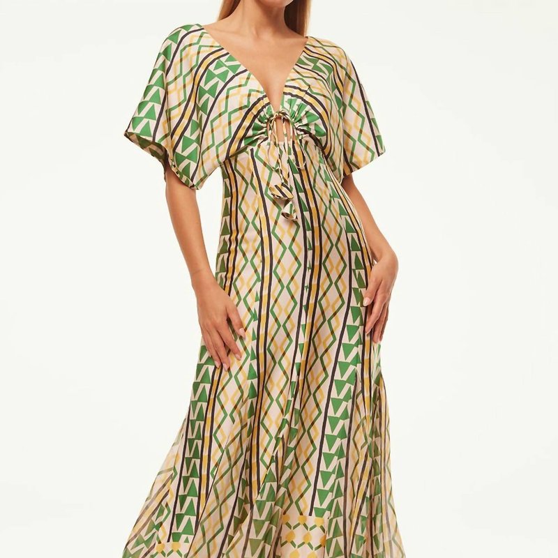 Shop Misa Irena Dress In Limoncello Geo Mix In Green