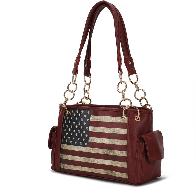 Shop Mkf Collection By Mia K Alaina Vegan Leather Women's Flag Shoulder Bag In Red