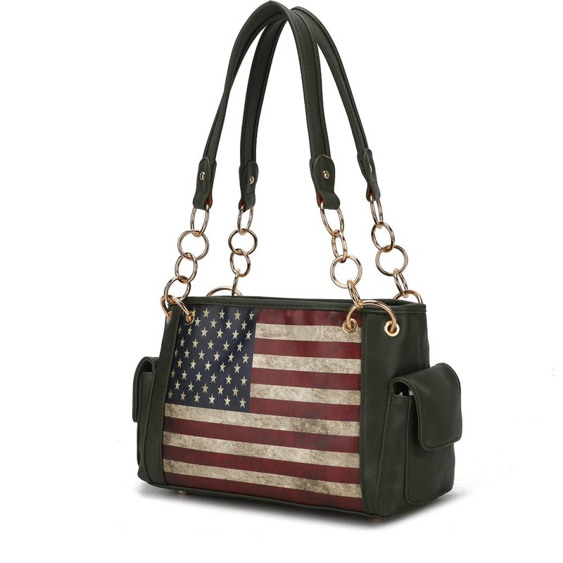 Shop Mkf Collection By Mia K Alaina Vegan Leather Women's Flag Shoulder Bag In Green