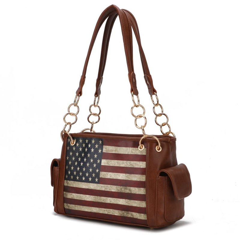 Mkf Collection By Mia K Alaina Vegan Leather Women's Flag Shoulder Bag In Brown
