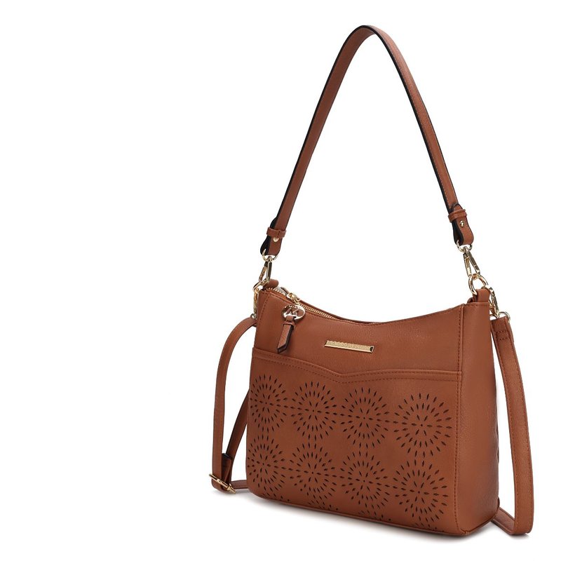 Mkf Collection By Mia K Alanis Laser Cut Vegan Leather Women's Shoulder Bag In Brown
