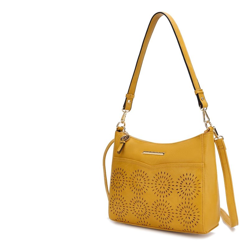 Mkf Collection By Mia K Alanis Laser Cut Vegan Leather Women's Shoulder Bag In Yellow