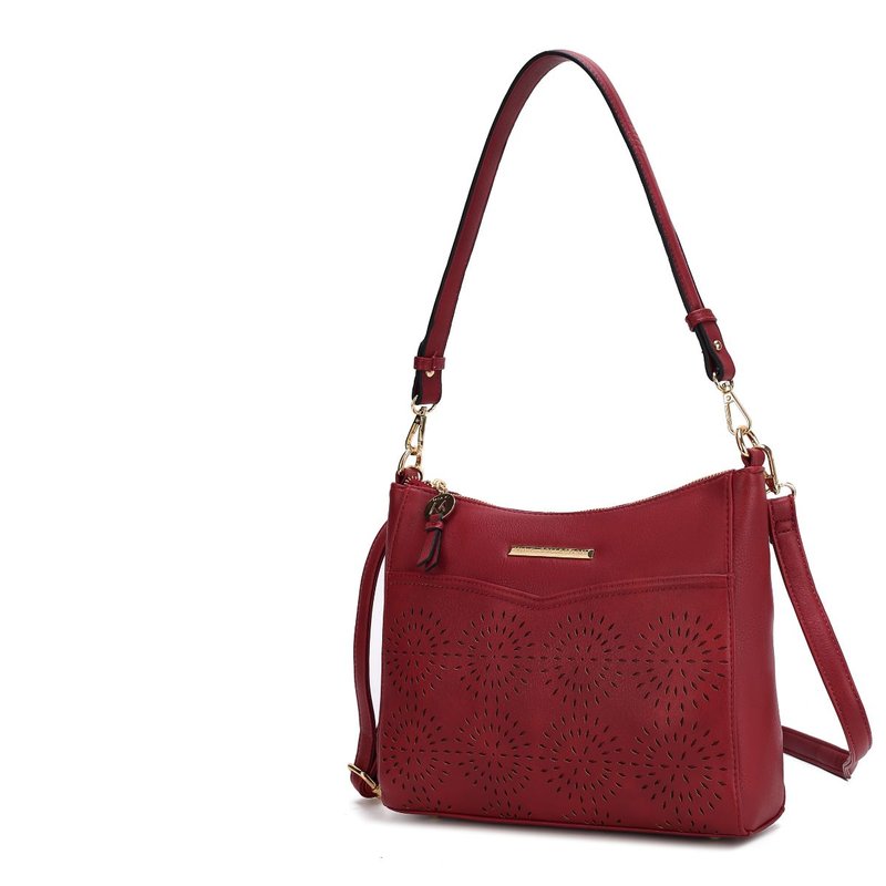 Mkf Collection By Mia K Alanis Laser Cut Vegan Leather Women's Shoulder Bag In Red