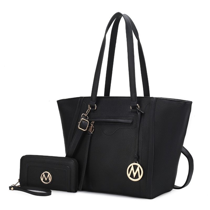 Mkf Collection By Mia K Alexandra Vegan Leather Women's Tote Bag With Wallet – 2 Pieces In Black