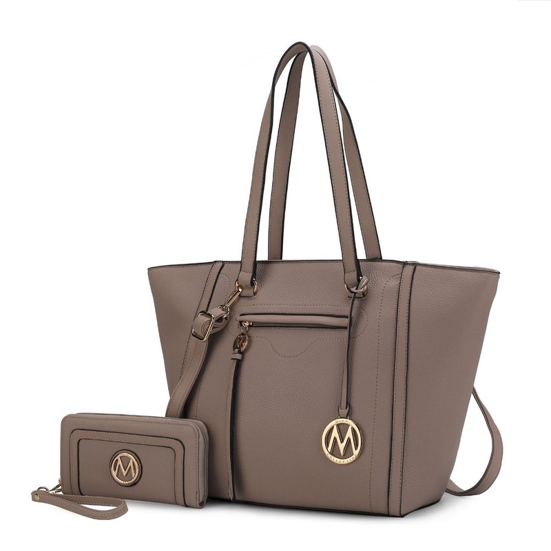 Mkf Collection By Mia K Alexandra Vegan Leather Women's Tote Bag With Wallet – 2 Pieces In Brown