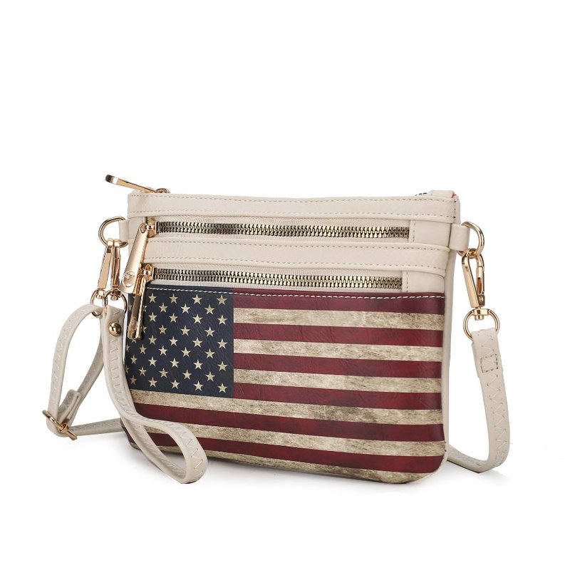 Mkf Collection By Mia K Alisson Vegan Leather Women's Flag Crossbody/wristlet Bag In Brown