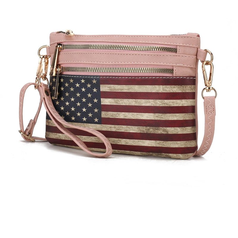 Shop Mkf Collection By Mia K Alisson Vegan Leather Women's Flag Crossbody/wristlet Bag In Pink