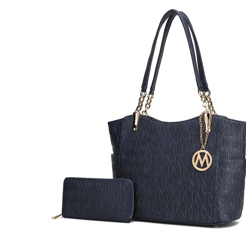 Mkf Collection By Mia K Allison 2 Pcs Tote Handbag & Wallet In Blue
