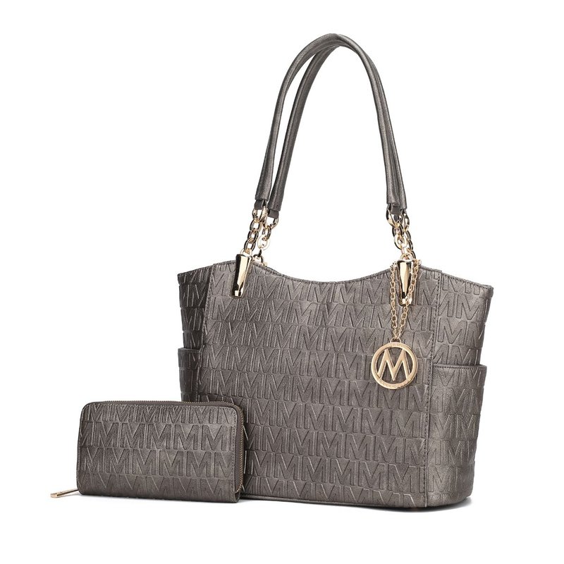 Mkf Collection By Mia K Allison 2 Pcs Tote Handbag & Wallet In Grey