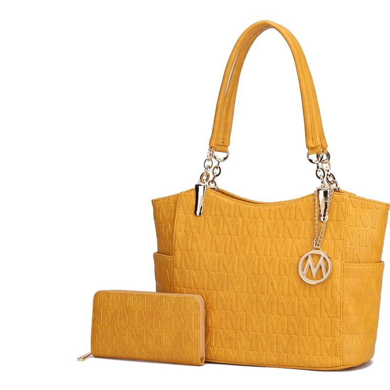Mkf Collection By Mia K Allison 2 Pcs Tote Handbag & Wallet In Yellow