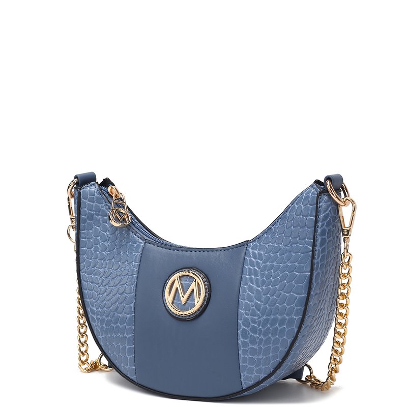 Shop Mkf Collection By Mia K Amira Crocodile Embossed Vegan Leather Women's Shoulder Handbag In Blue