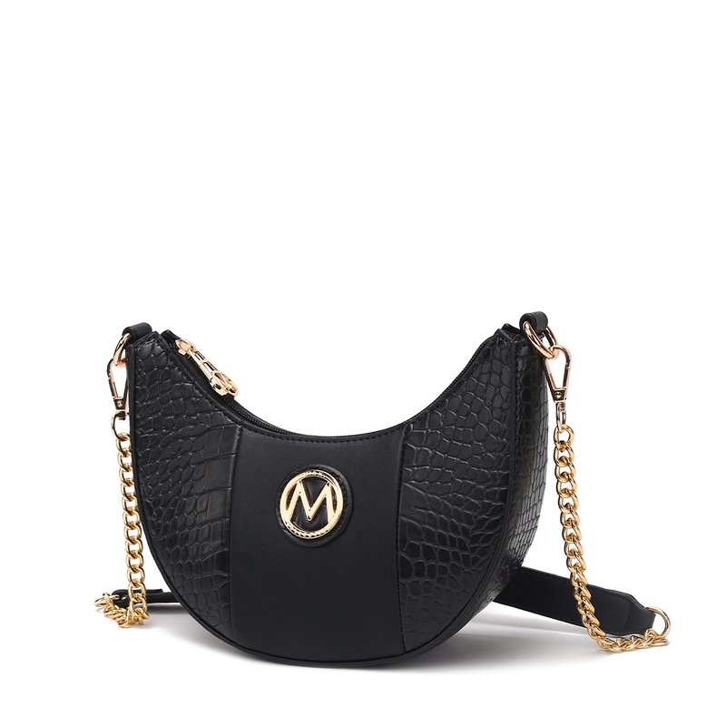 Shop Mkf Collection By Mia K Amira Crocodile Embossed Vegan Leather Women's Shoulder Handbag In Black