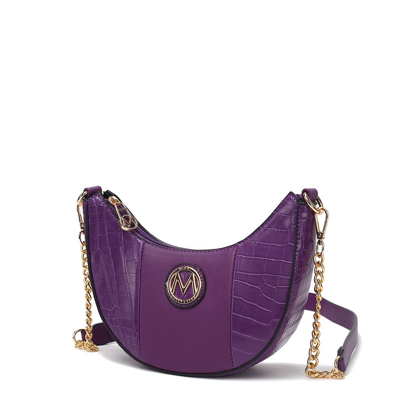 Shop Mkf Collection By Mia K Amira Crocodile Embossed Vegan Leather Women's Shoulder Handbag In Purple