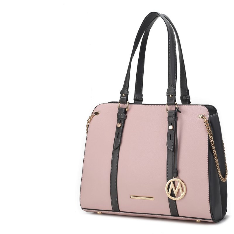 Mkf Collection By Mia K Amy Color Block Vegan Leather Women's Tote Bag In Pink