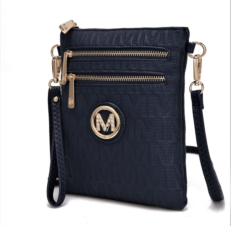 Mkf Collection By Mia K Andrea Milan M Signature Crossbody Bag In Blue