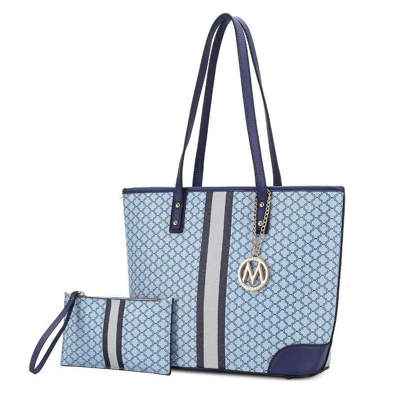 Mkf Collection By Mia K Arya Vegan Leather Women's Tote Bag With Wristlet Pouch – 2 Pieces In Blue