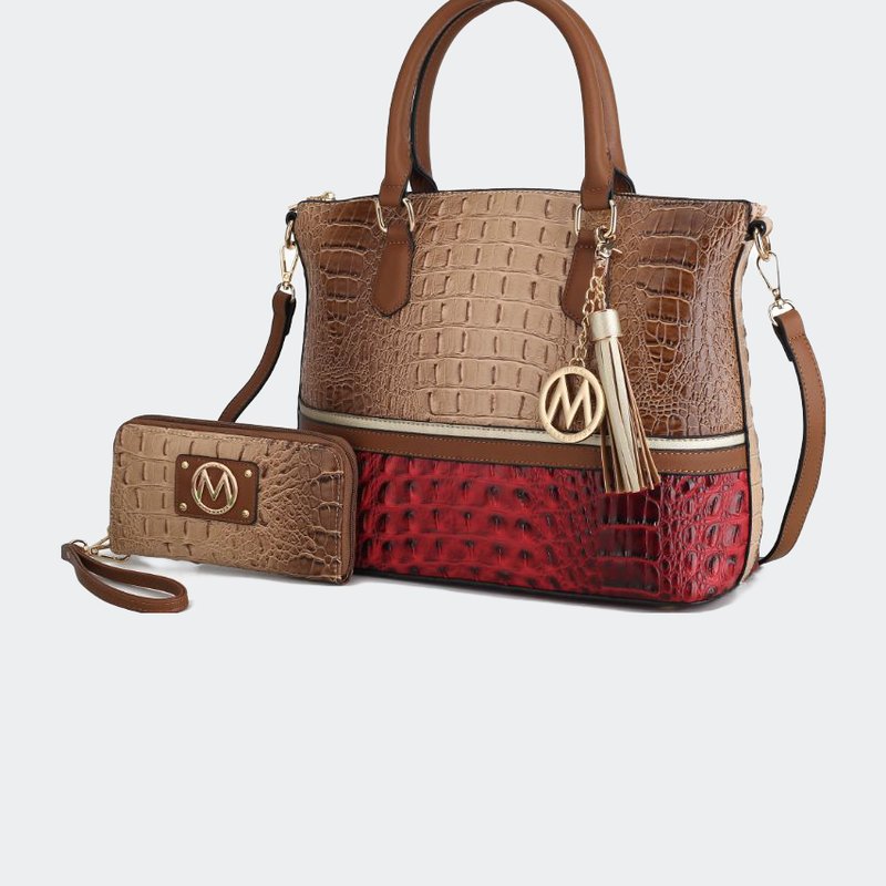 Mkf Collection By Mia K Autumn Crocodile Skin Tote Bag With Wallet In Red