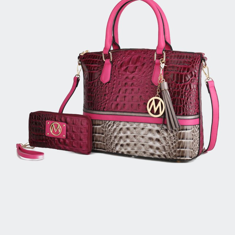 Mkf Collection By Mia K Autumn Crocodile Skin Tote Bag With Wallet In Pink