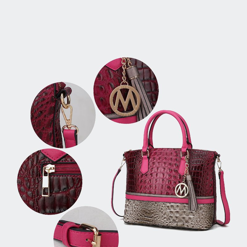 Shop Mkf Collection By Mia K Autumn Crocodile Skin Tote Bag With Wallet In Pink