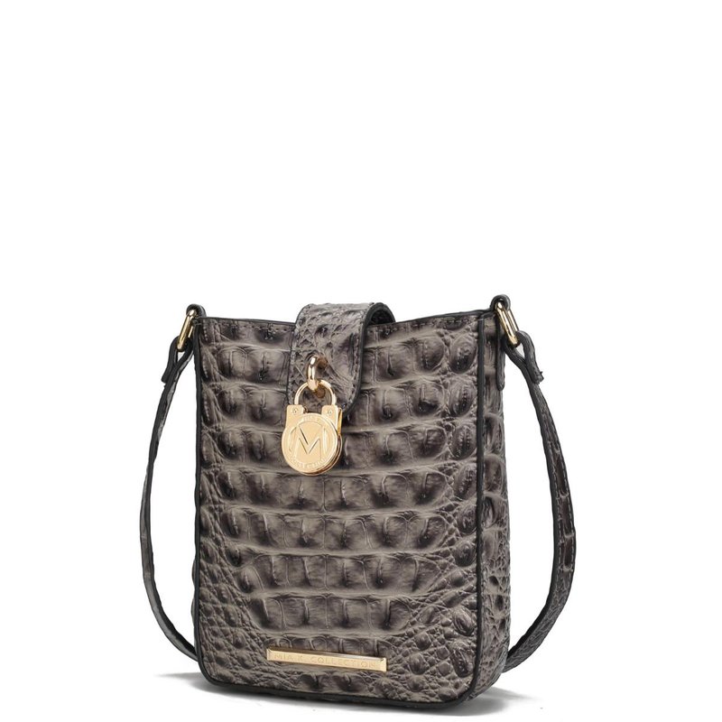 Shop Mkf Collection By Mia K Avery Faux Crocodile Embossed Vegan Leather Women's Crossbody Bag In Grey