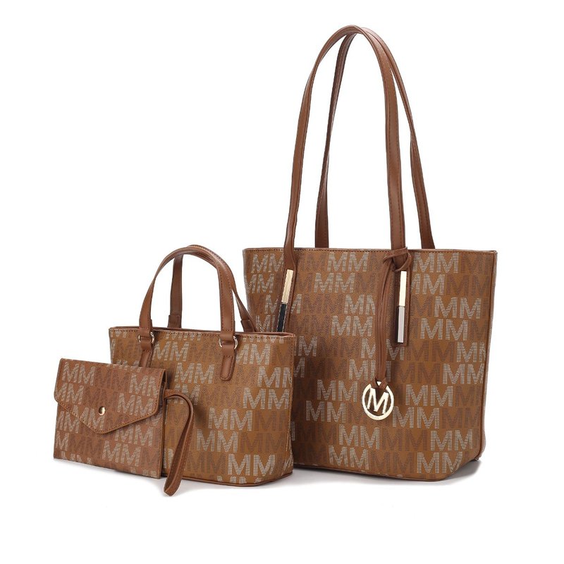 Mkf Collection By Mia K Aylet M Tote With Mini Bag And Wristlet Pouch In Brown